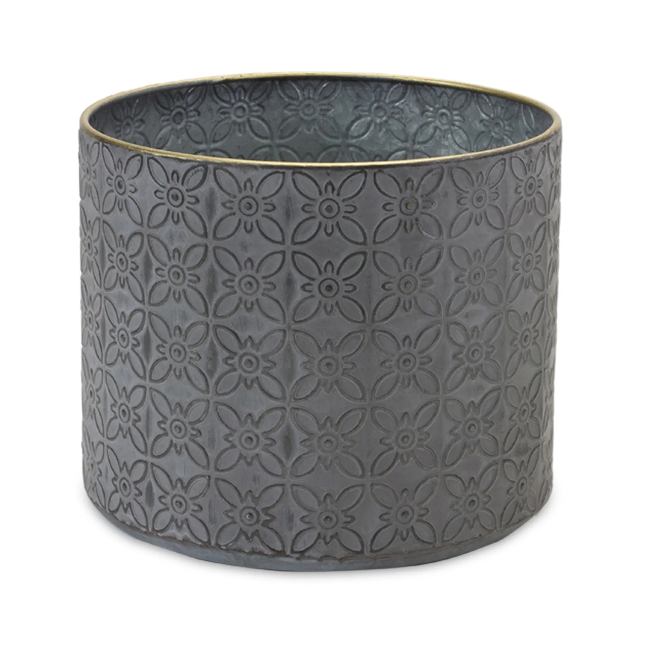 Ornate Geometric Metal Planter set of four — second angle