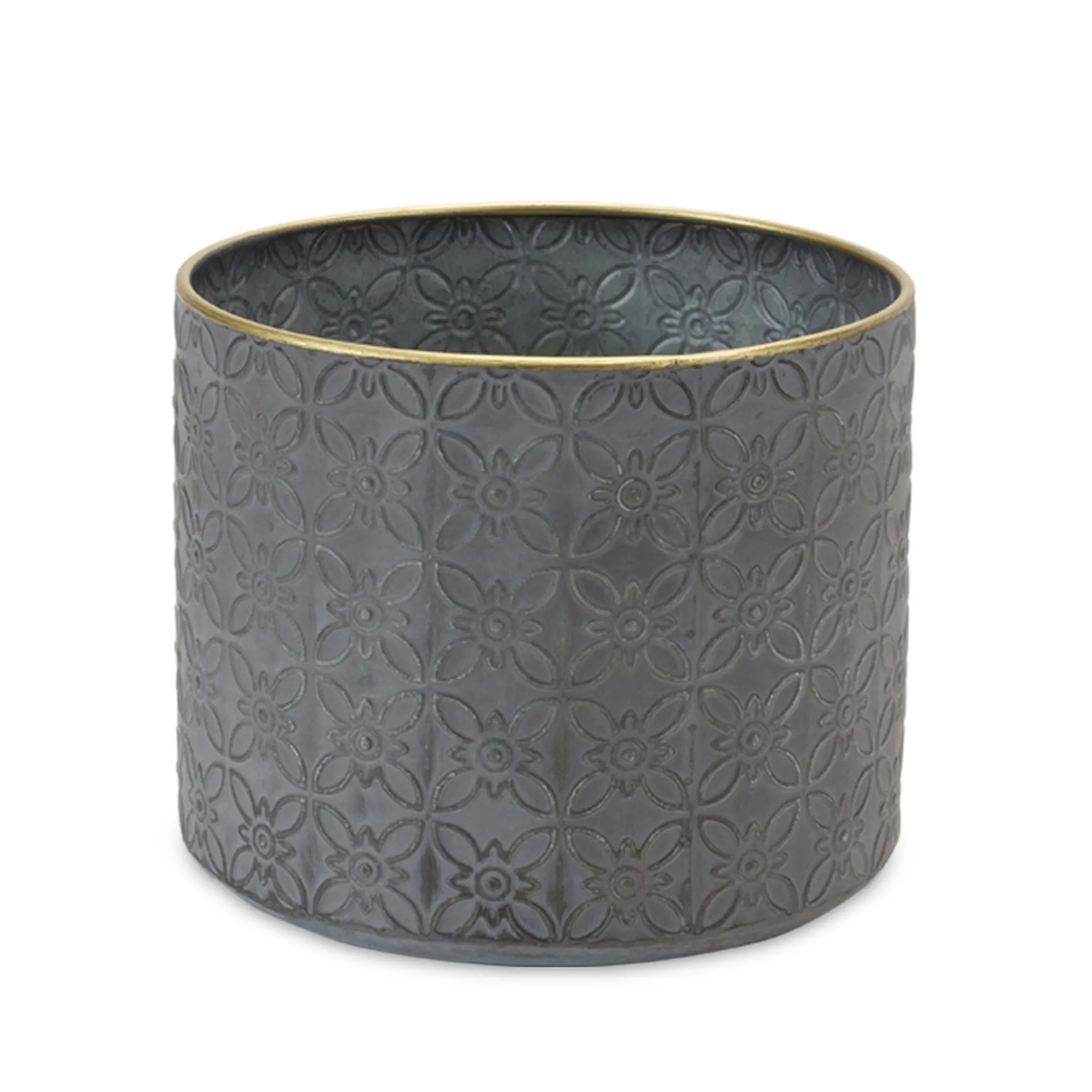 Ornate Geometric Metal Planter set of four — third angle